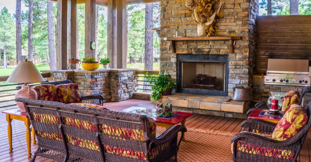 living room with fireplace and tv